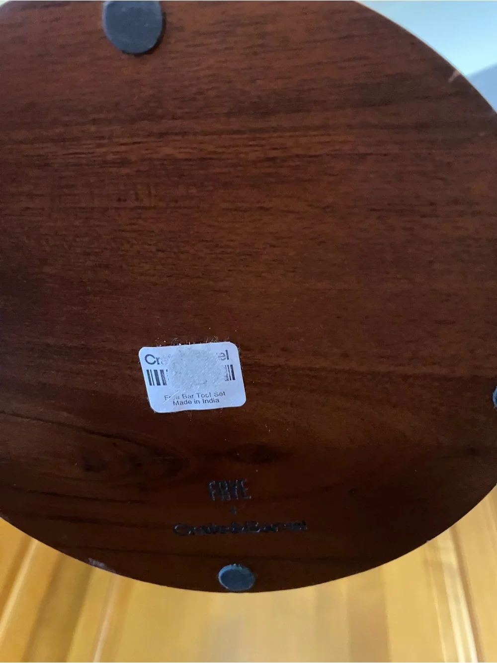 Crate&Barrel Gold and Brown Two-Tier Round Serving Stand EUC